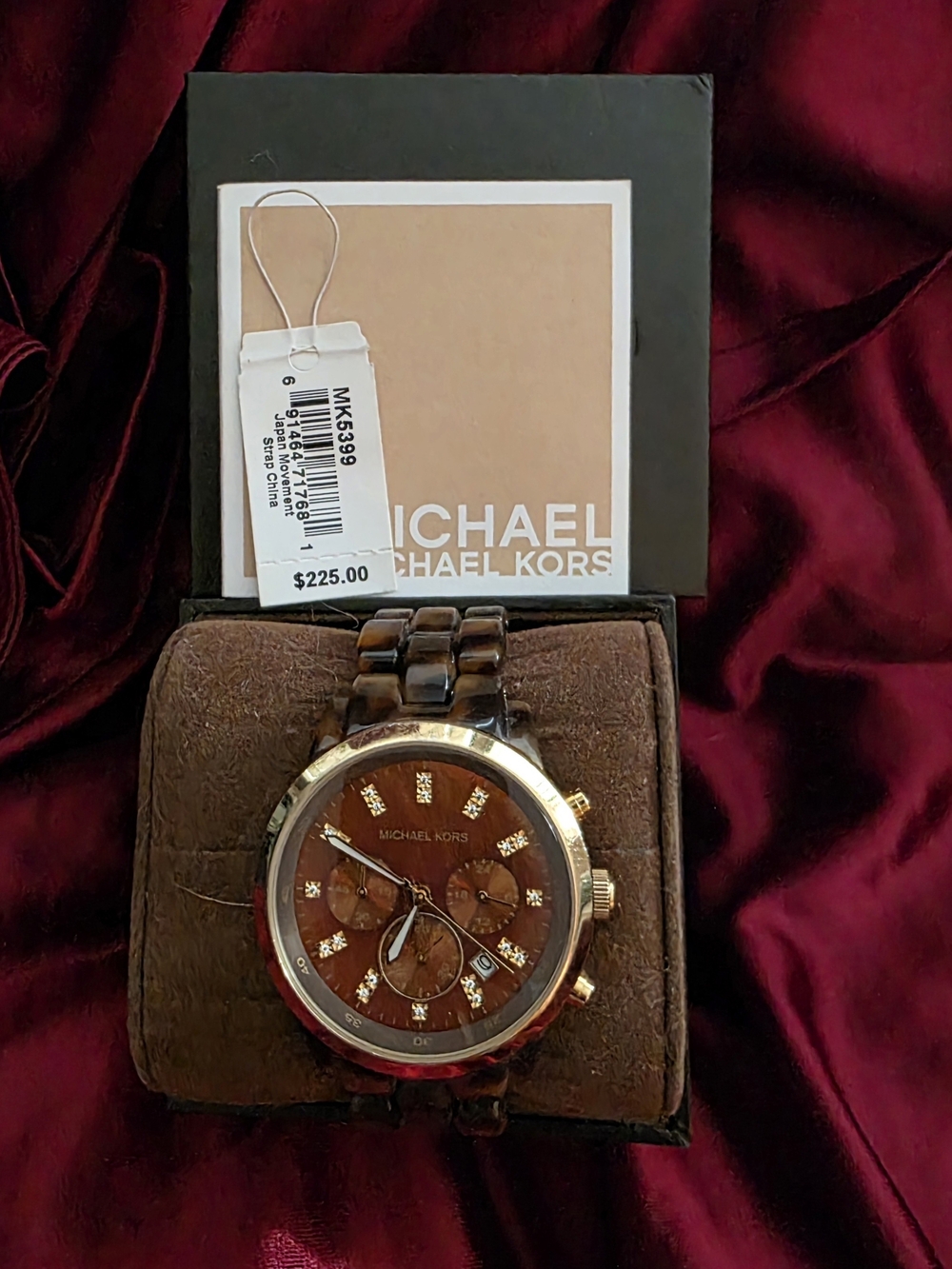 Michael Kors Unisex  Brown Tortoise and Gold Chronograph Watch